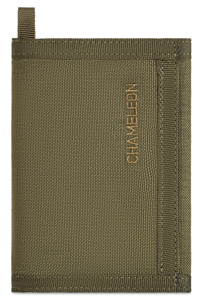 Chameleon محفظة رجال نايلون ثلاثية الطي من كاميلون - محافظ تكتيكية عسكرية للرجال - حامل بطاقة الهوية - محفظة سفر رفيعة من القماش - جيب سحاب للعملات - Image 5